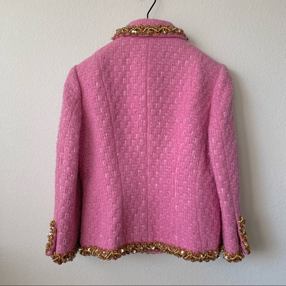 Blumarine pink tweed jacket with gold beaded trim - Picture 8 of 16